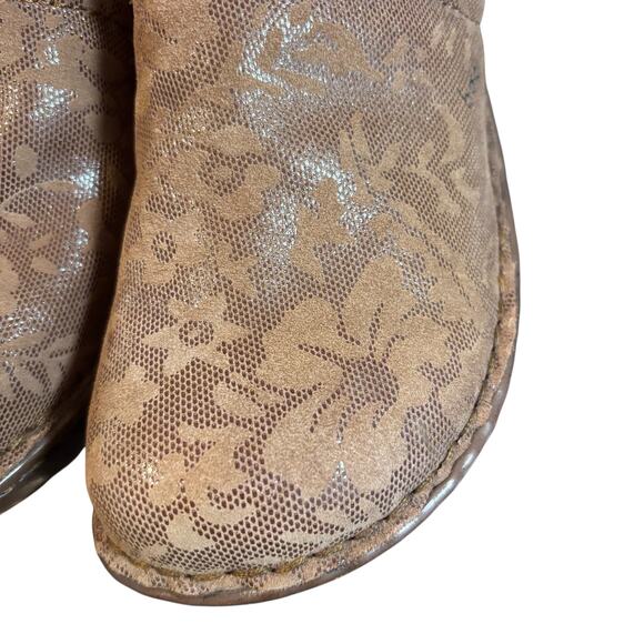 b.o.c. Leather Clogs Slip On Shoes W Size EU 38.5/US 7.5 to 8 Brown Floral - Picture 7 of 9